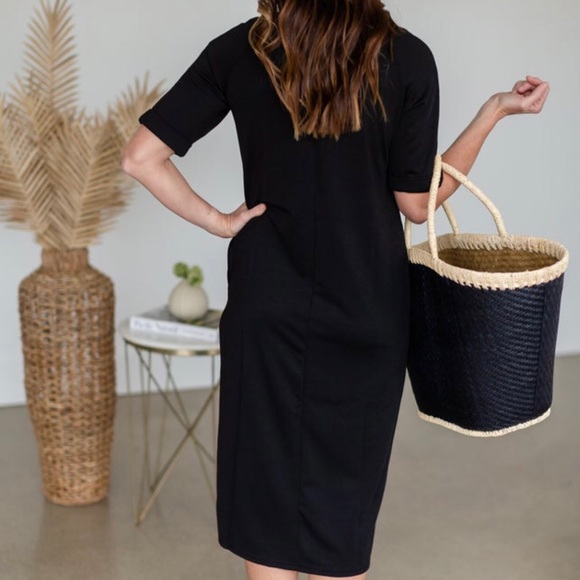 Elly Black Zipper Back Midi Dress - Picture 14 of 15